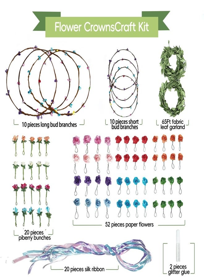 EggSun Flower Crown Making Kit for Girls Kids Gift Tea Party Spring Craft Bracelet DIY Fairy Flower Crown Kit Kids Birthday Party Floral Hair Arts Crafts Spring Easter Gift for Girls 5 6 7 12 Year Old - Image 2